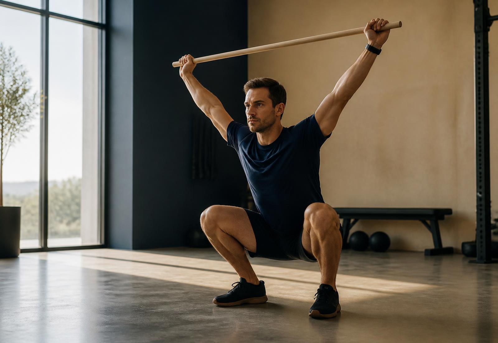 Overhead squat movement screen being performed during a Forever Performance assessment